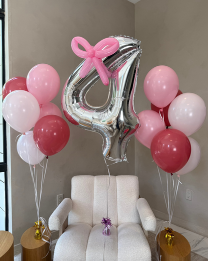 Giant Number With 2 Bouquets Of 6 Helium Balloons