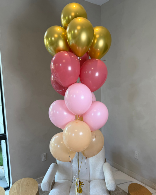 16 Helium Balloon Bouquet With Weight Any Color
