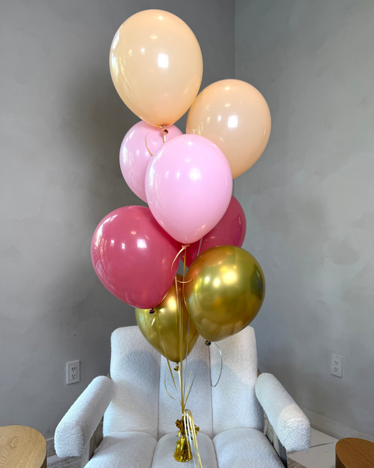 8 Helium Balloon Bouquet With Weight Any Color