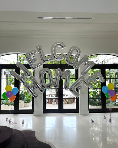 Giant Letters Balloon Arch Custom Phrase Any Letters Silver