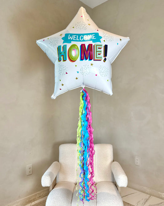 Giant Welcome Home Star Balloon With Tail Helium Filled