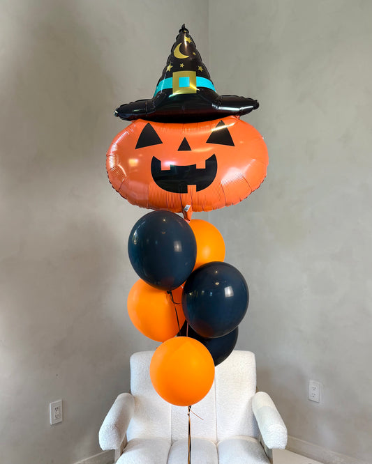 Giant Pumpkin Halloween Balloon With 6 Balloons Bouquet With Weight