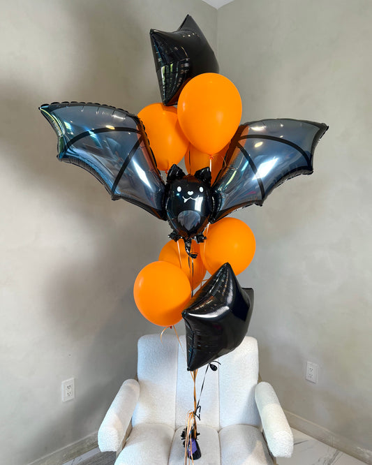 Giant Bat And Stars Halloween Balloon Bouquet With Weight