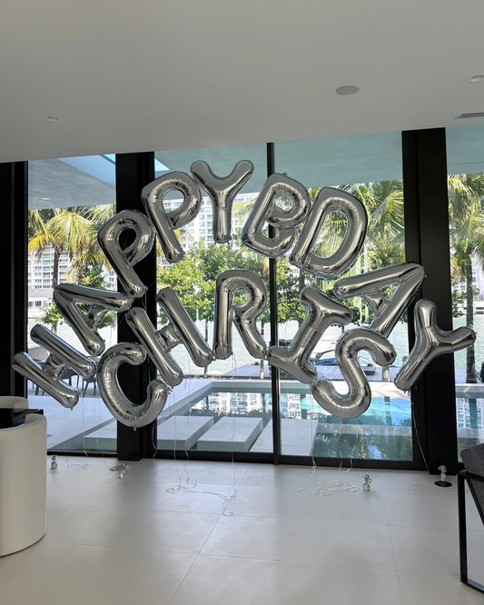 Giant Letters Balloon Arch Custom Phrase Any Letters Silver