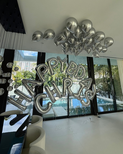 Giant Letters Balloon Arch Custom Phrase Any Letters Silver
