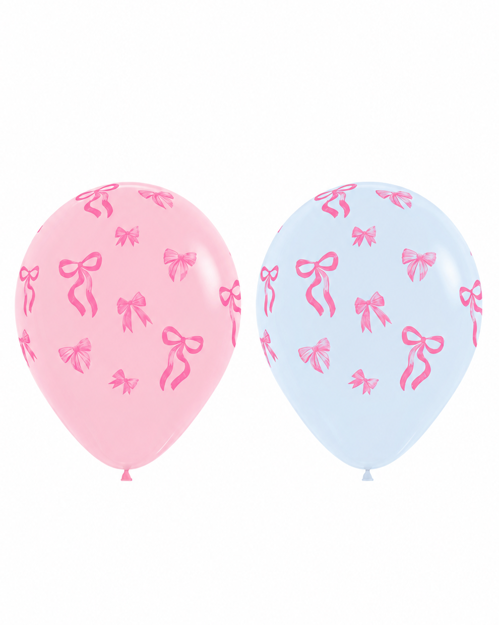 Baby Pink & Lavendar Set Of 2 Bow Balloons Inflated With Helium & Ribbon