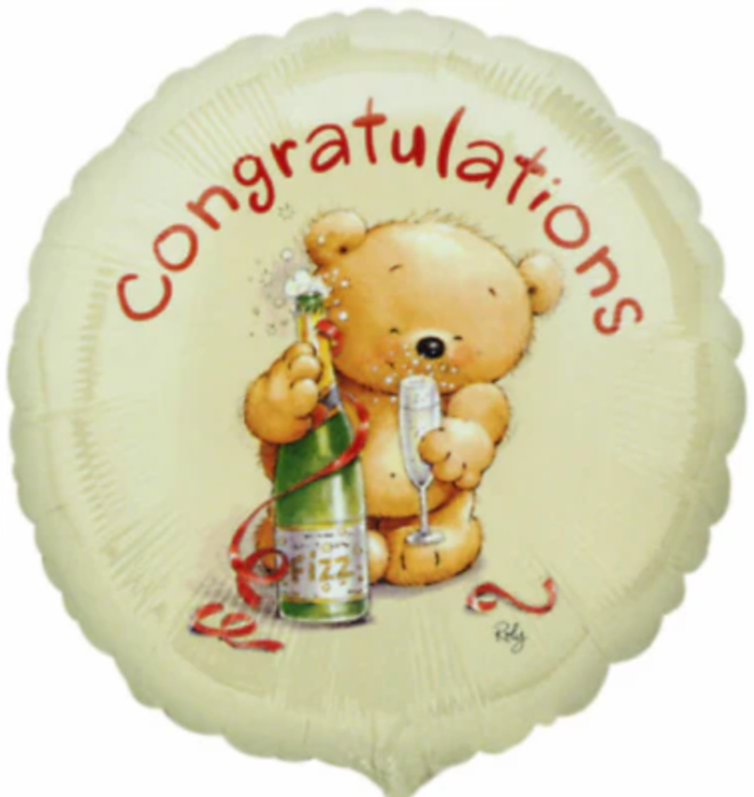 Congratulations Teddy Foil Balloon 18" With Helium