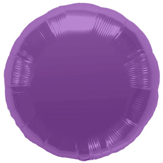 Purple Foil Balloon 18" With Helium Circle Shaped Round