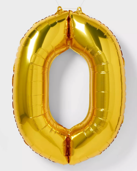 Giant Gold 40" Foil Number Balloon With Helium