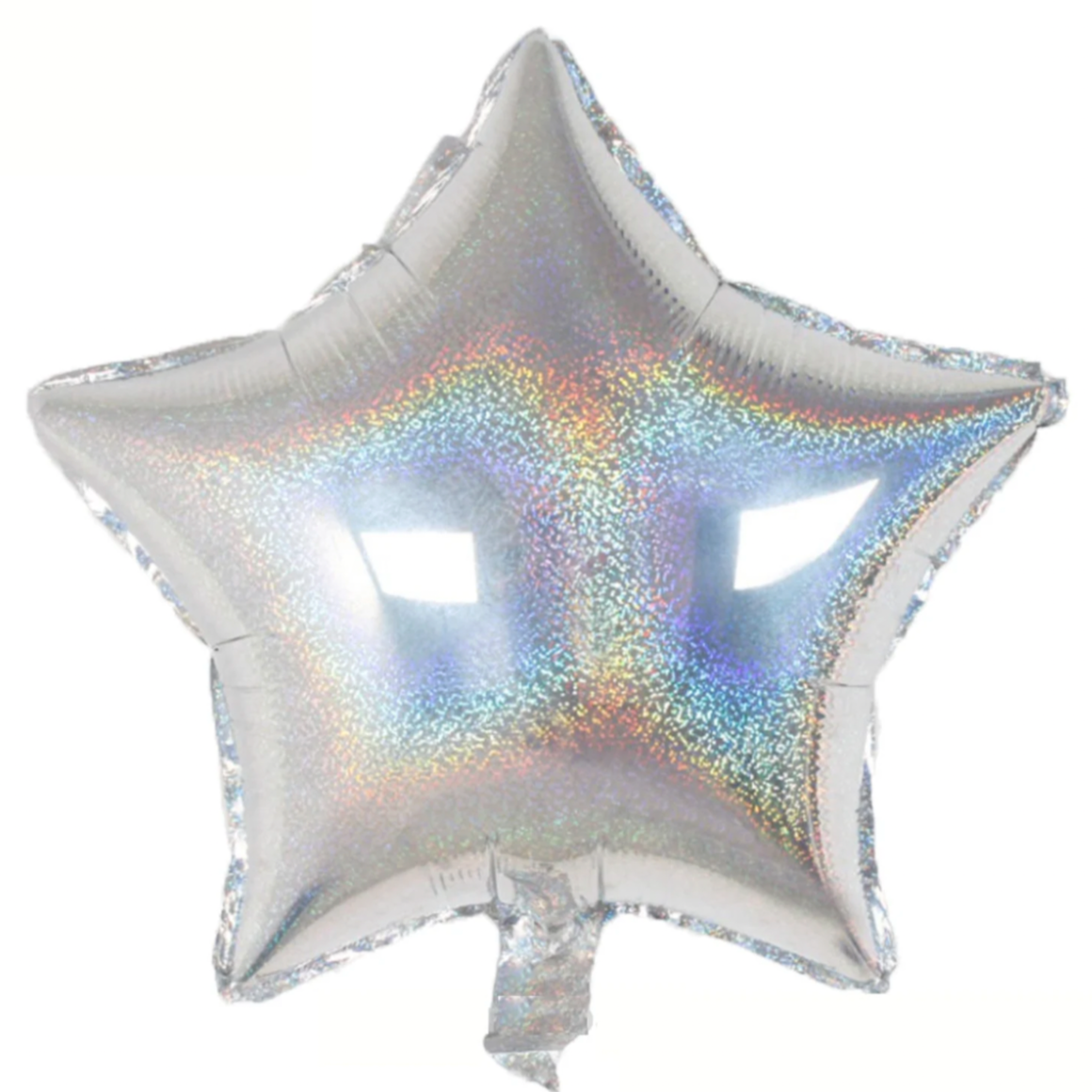 Star Shaped Holographic Silver Foil Balloon 18" With Helium