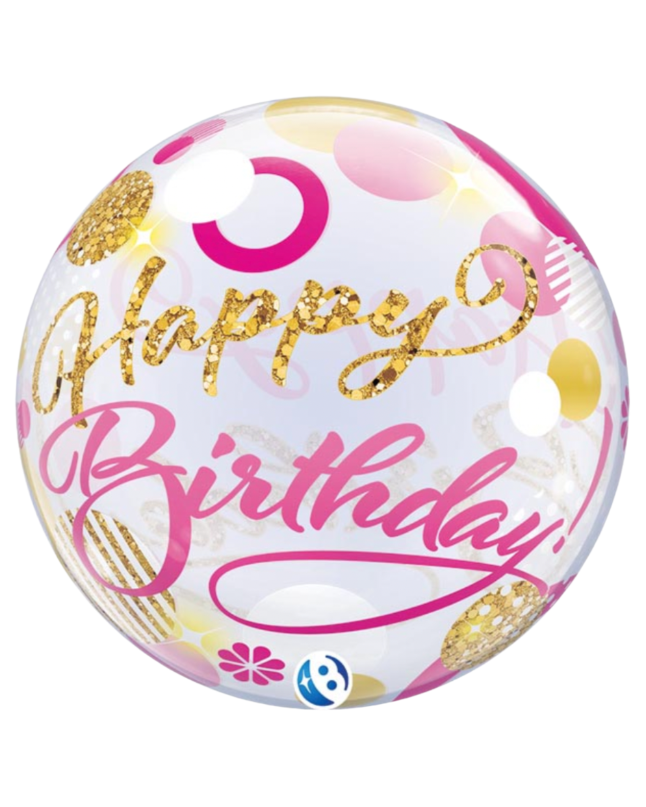Giant Happy Birthday 24" Globe Pink Glitter Balloon With Helium