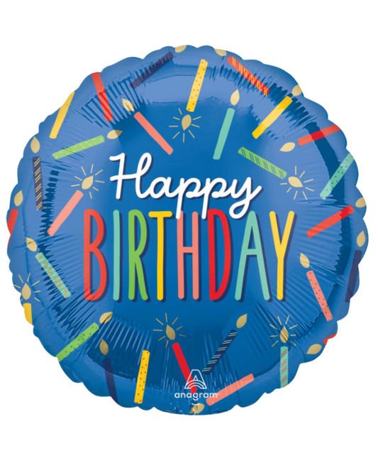 Happy Birthday Blue 18" Foil Balloon With Helium
