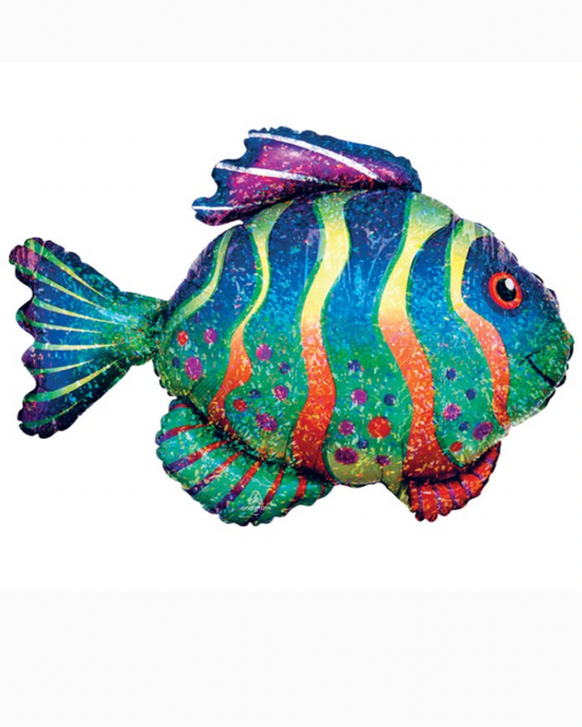 Giant 33" Holographic Rainbow Fish Balloon With Helium