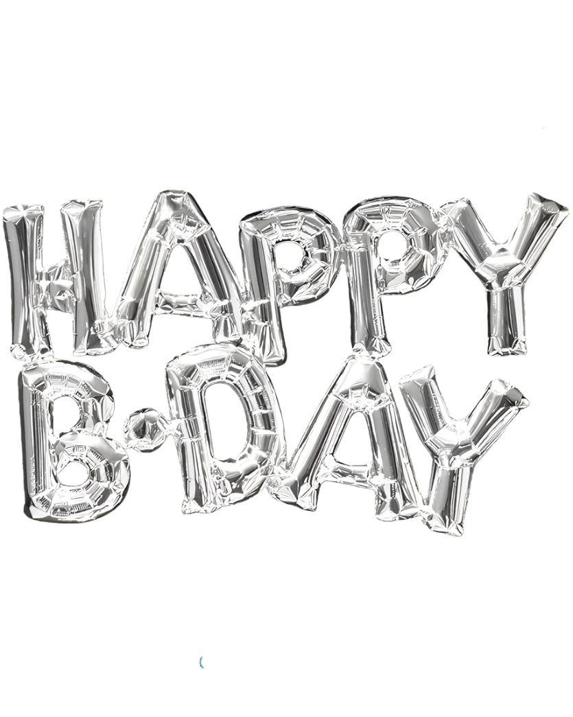 Giant 30'' Silver Happy Bday Banner Balloon With Air