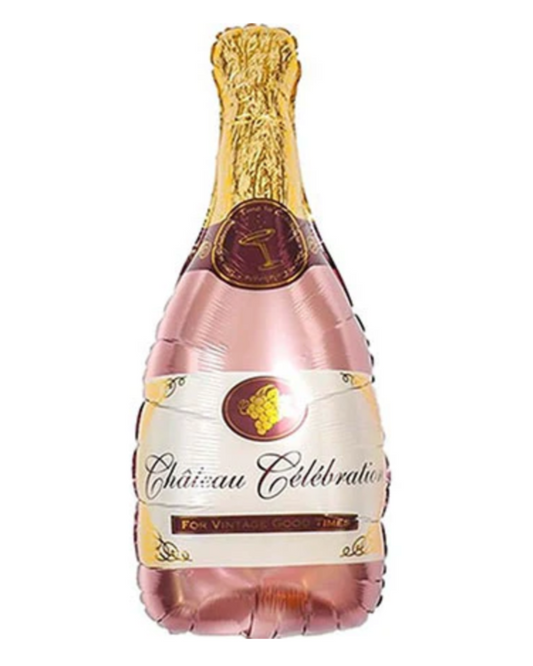 Giant 36" Rose Gold Champagne Bottle Celebration Balloon With Helium