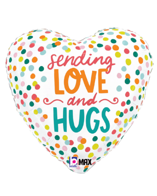 Sending Love and Hugs 18" Heart Shape Foil Balloon With Helium