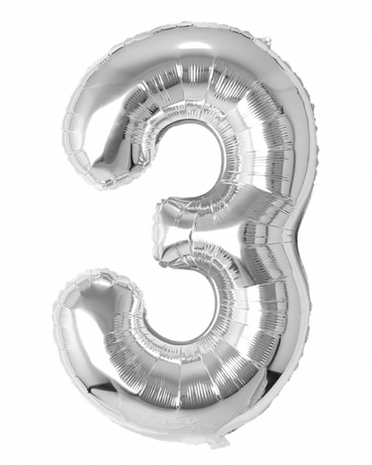 Giant Silver 40" Foil Number Balloon With Helium