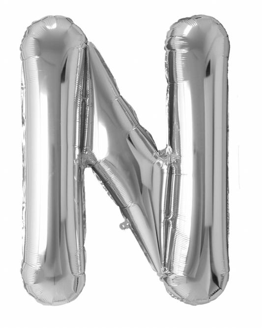Giant Letter N Balloon 40" Silver