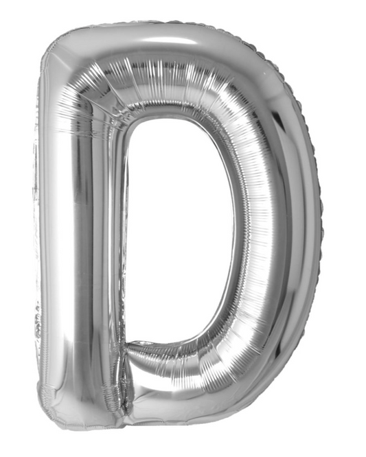 Giant Letter D Balloon 40" Silver
