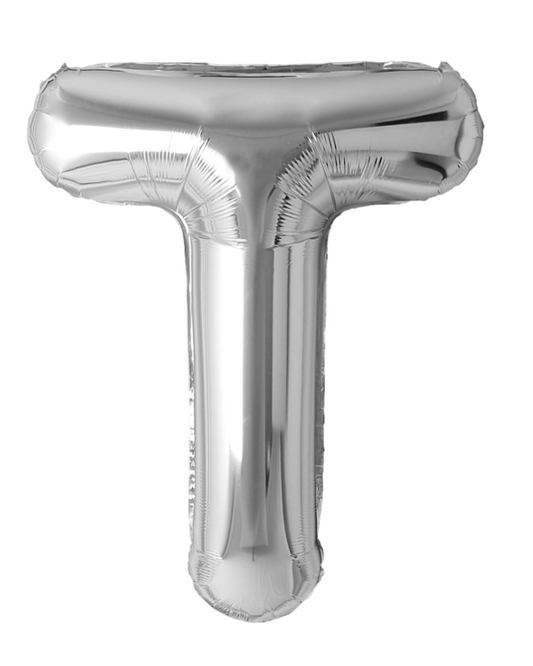 Giant Letter T Balloon 40" Silver With Helium