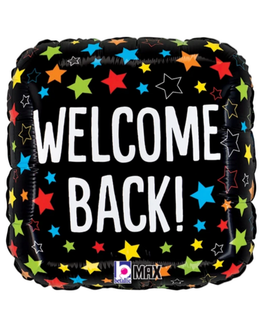 Welcome Back 18" Black And Stars Foil Balloon With Helium