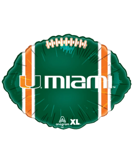 University Of Miami UM College 18" Green Foil Football Balloon With Helium