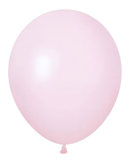 Extra Light Baby Pink 12" Latex Balloon Inflated With Helium & Ribbon