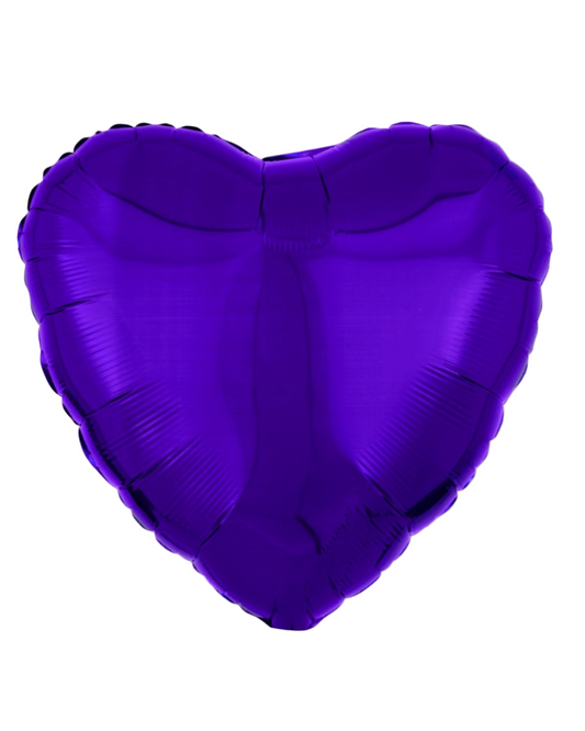 Metallic Purple 18" Heart Shaped Foil Balloon With Helium