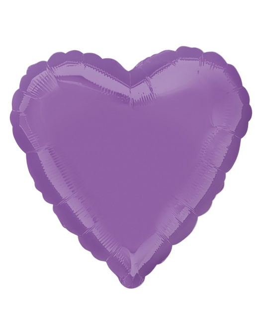 Purple 18" Heart Shaped Foil Balloon With Helium