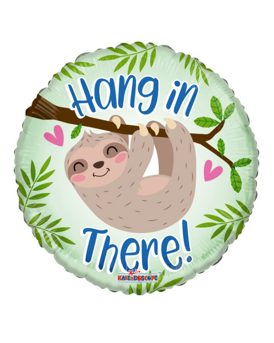 Hang In There Sloth Get Well Soon 18" Foil Balloon With Helium