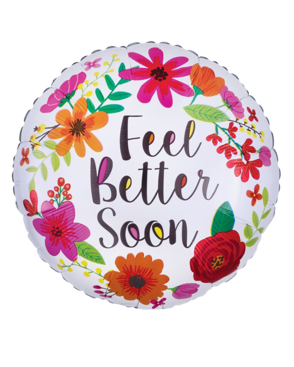 Feel Better Soon Get Well Floral 18" Foil Balloon With Helium