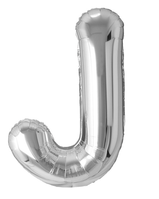 Giant Letter J Balloon 40" Silver