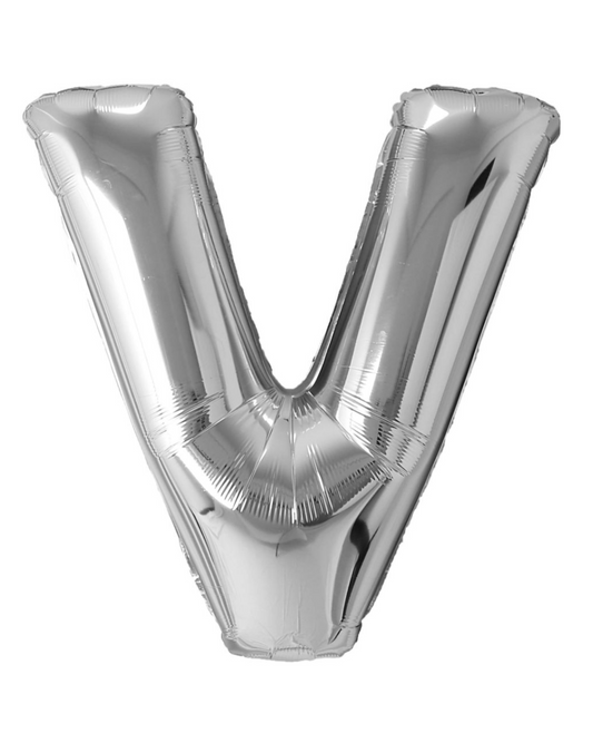 Giant Letter V Balloon 40" Silver With Helium