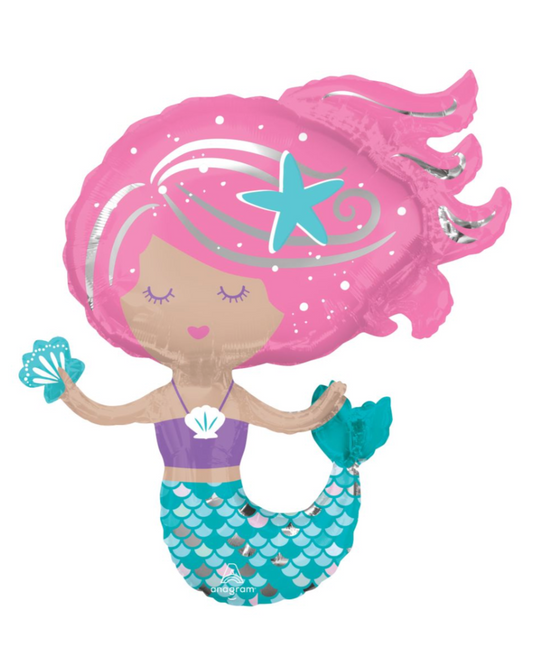 Giant Sparkly Mermaid Balloon With Helium
