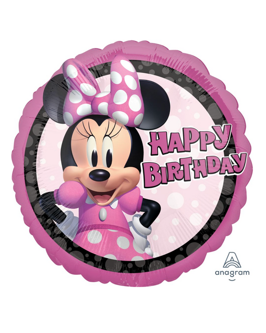 Minnie Mouse 18" Happy Birthday Foil Balloon With Helium