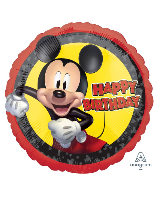 Mickey Mouse 18" Happy Birthday Foil Balloon With Helium