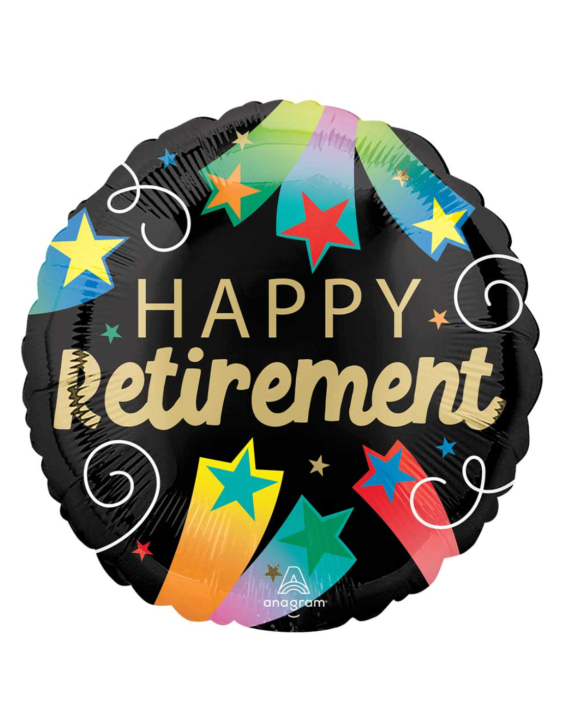 Happy Retirement 18" Black Balloon With Helium