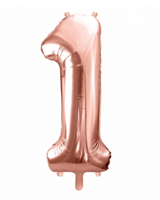 Giant Rose Gold 34" Foil Number Balloon With Helium