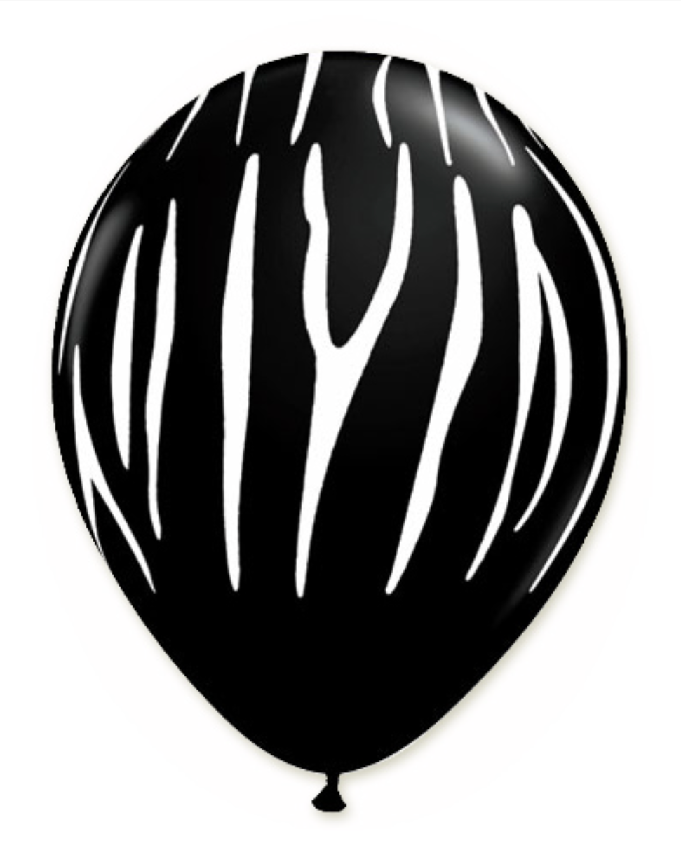 Zebra 12" Latex Balloon With Helium