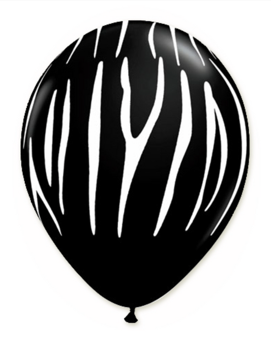 Zebra 12" Latex Balloon With Helium