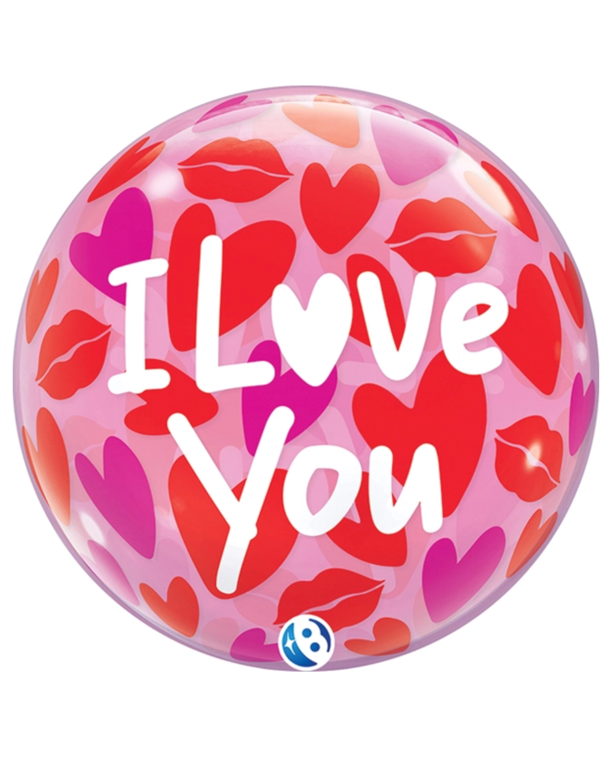 Giant I Love You 24" Pink And Clear Bubble Balloon With Helium