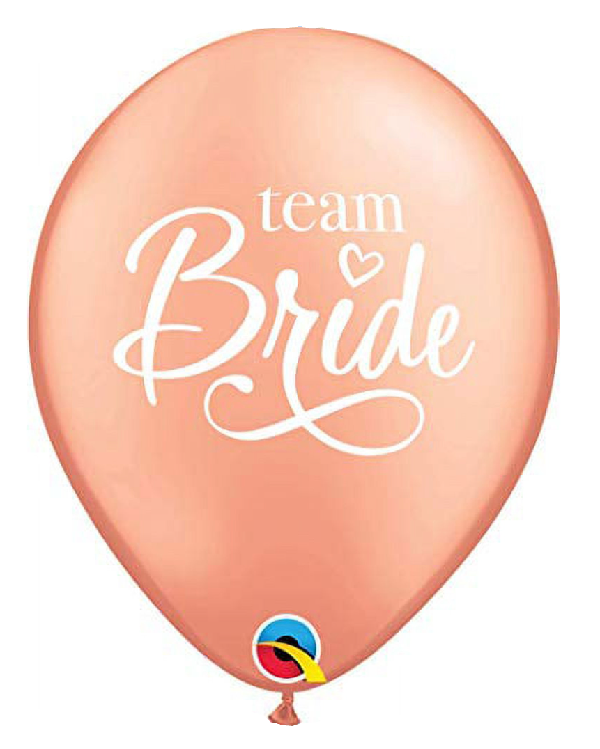 Team Bride 12" Latex Rose Gold Balloon With Helium