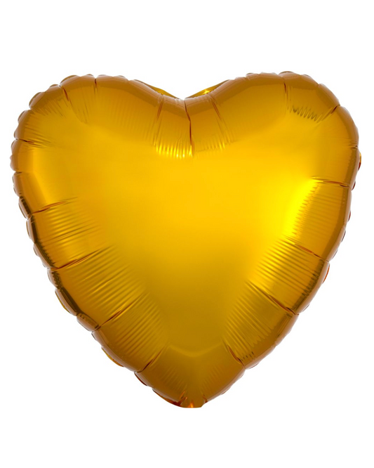 Gold Heart Foil Balloon 18" With Helium