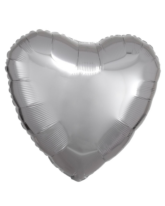 Silver Heart Foil Balloon 18" With Helium