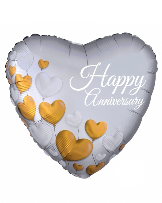 Happy Anniversary 18" Heart Balloon With Helium