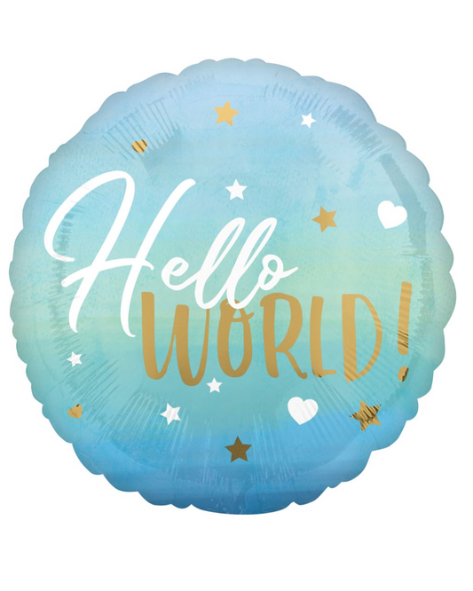 Hello World It's A Boy 18" Balloon With Helium