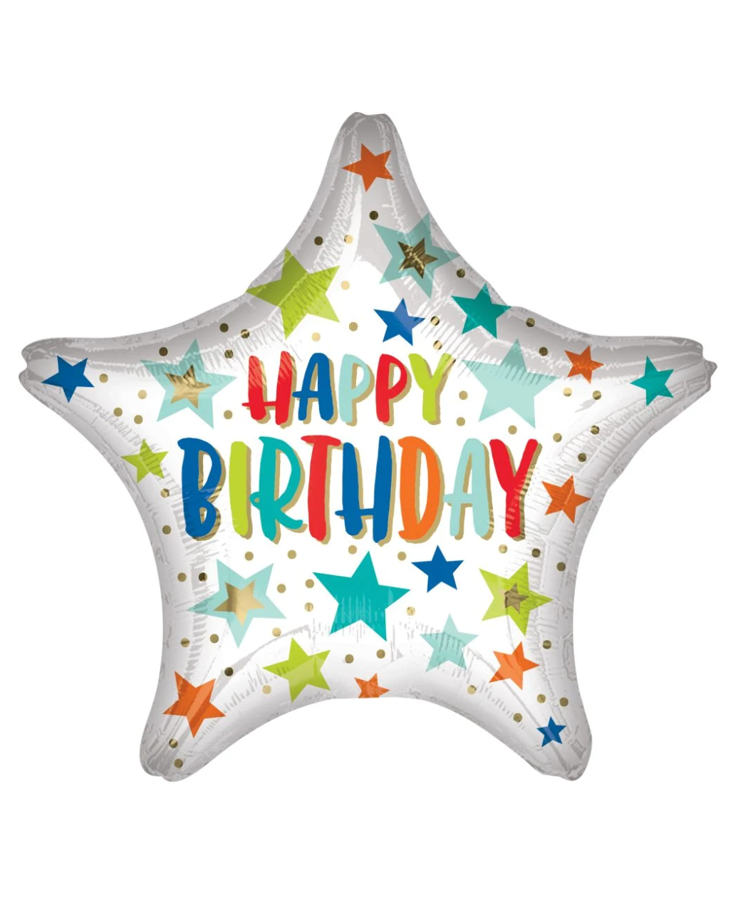 Giant XXL Happy Birthday White Stars And Dots 40" Balloon With Helium