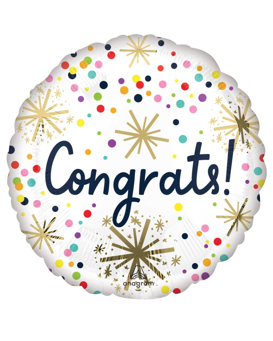 Congrats Confetti Foil Balloon 18" With Helium