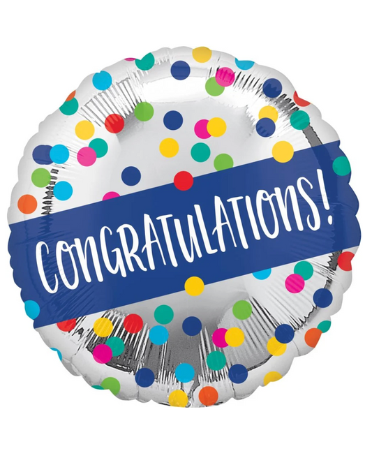 Congratulations 18" Silver Balloon With Helium