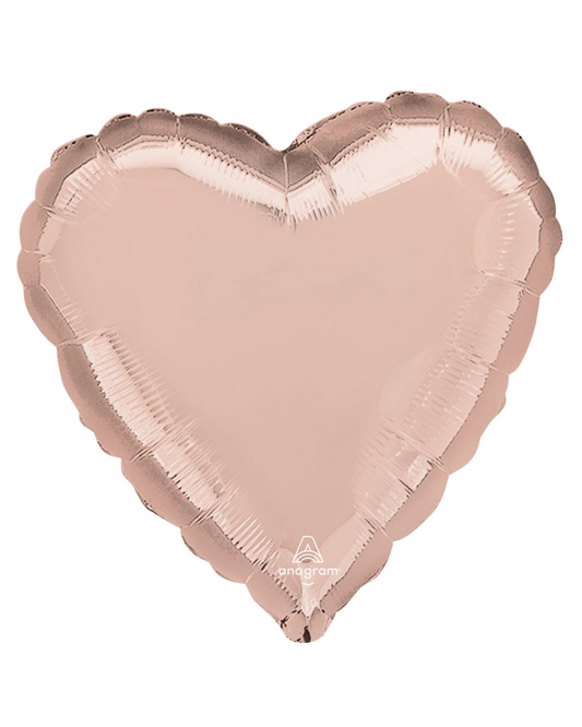 Rose Gold 18" Heart Balloon With Helium